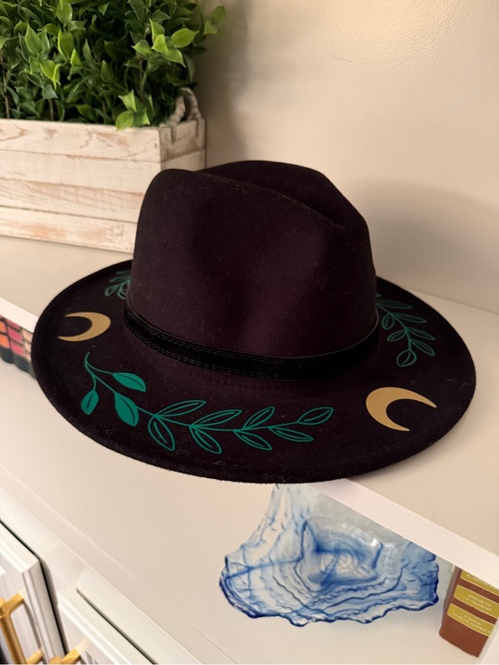 Witchwood Fern Moon Hat Vegan Felt Black Goth Bohemian Goddess main image 12